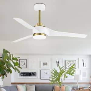 Clare 52 in. Integrated LED Indoor White-Blade Gold Ceiling Fans with Light and Remote Control Included