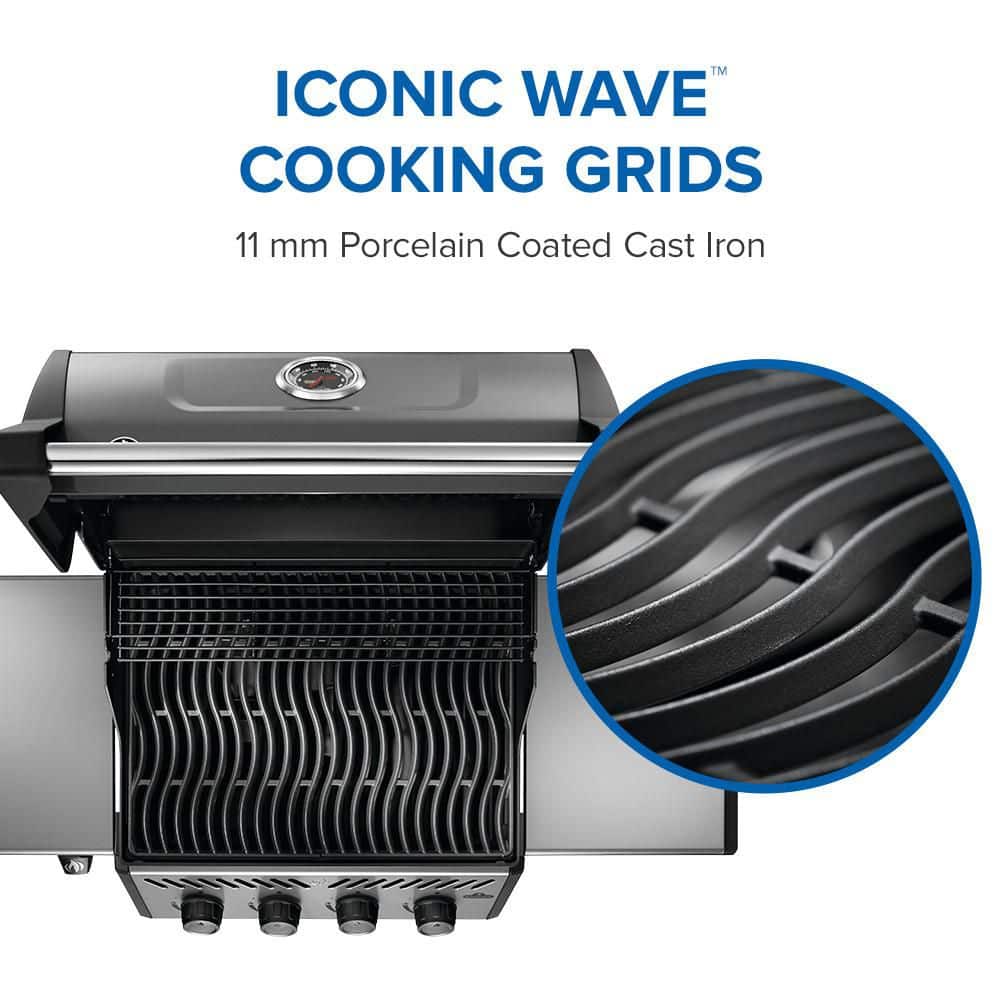 Graphite Grey Stainless Steel Propane Gas Grill with 4 Burners