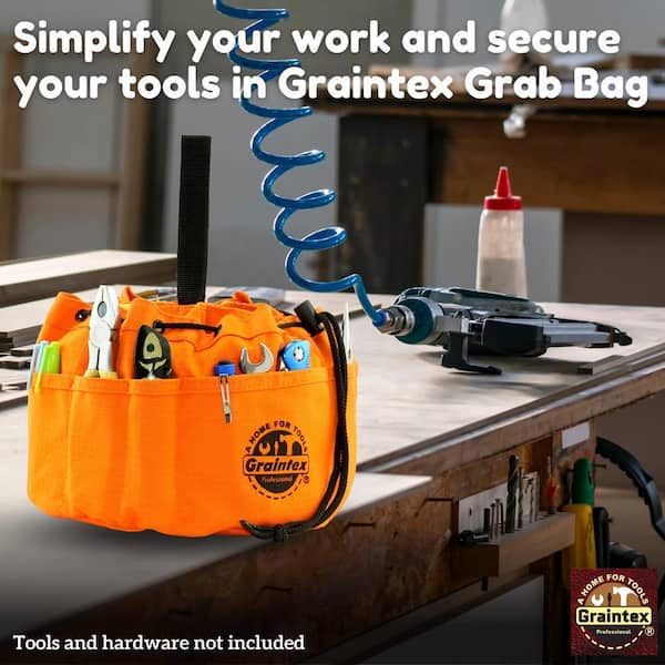 Graintex 10 in. 6-Pocket Grab Tool Bag with Drawstring Closure in