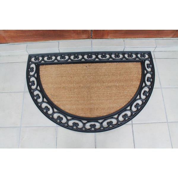 A1 Home Collections A1HOME200078 Rubber and Coir Molded Falling Leaves Double Doormat 16 L x 48 W 16X48 Black 