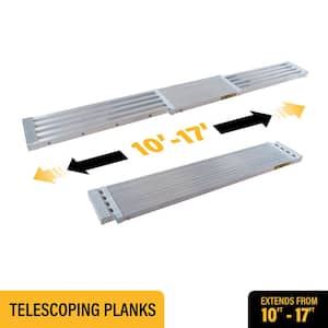 Telescopic Aluminum Plank Board, Jobsite Series 10 to 17-ft. Adjustable Work Platform for Step Ladders