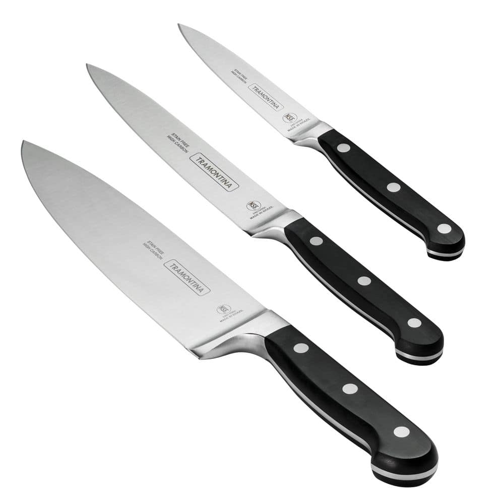 Pro Series 3-Piece Knife Set - Includes 8" Chef's Knife, 6" Utility Knife, and 4" Paring Knife - High-Carbon Steel Blade - Thumbnail 2