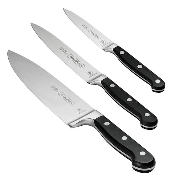 Pro Series 3-Piece Knife Set - Includes 8" Chef's Knife, 6" Utility Knife, and 4" Paring Knife - High-Carbon Steel Blade
