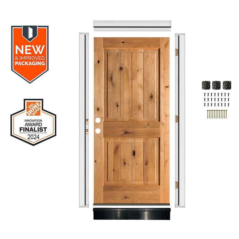 DIY 32 in. x 80 in. Knotty Alder Sq Top VG Right-Hand Clear Stain Stain Wood Front Door Kit w/ Quick Assemble Jamb price history on PriceWatchPro