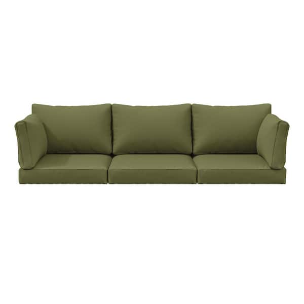 25.6 in. x 23.6 in. x 4 in. Outdoor Deep Seat Lounge Cushion Set (8-Piece) with Lumber Support Pillows Oliver Green