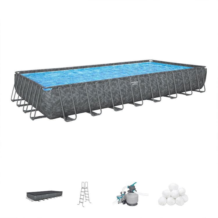 Bestway APX 365 Rectangular Above Ground Swimming Pool Set 31 ft. 4 in. x 16 ft. x 52 in.