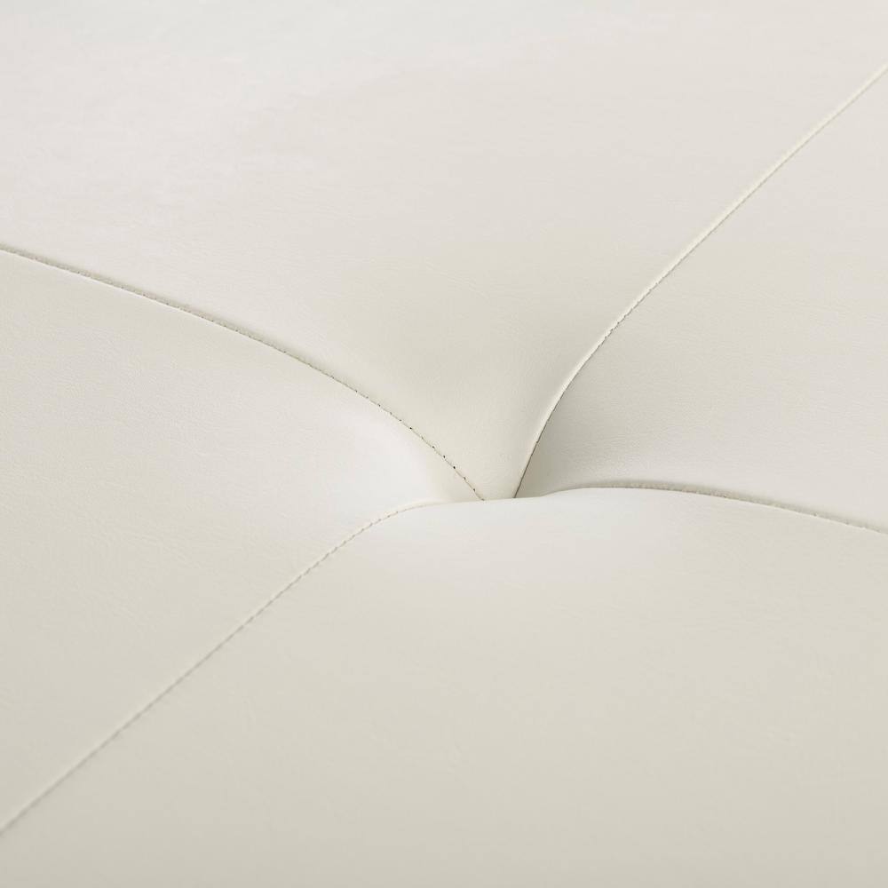 Jordan Off-White Tufted Leather Cocktail Ottoman