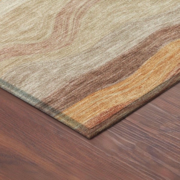 Chantille Machine Washable Indoor/Outdoor Abstract ACN2397 Copper 9 ft. x 12 ft. Area Rug