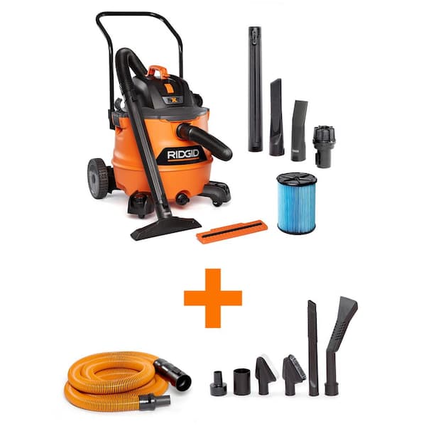 RIDGID 16 Gal. 6.5 Peak HP NXT Shop Vacuum Wet Dry Vac, Fine Dust Filter, Hose, Accessories and Car Cleaning Kit HD1800B