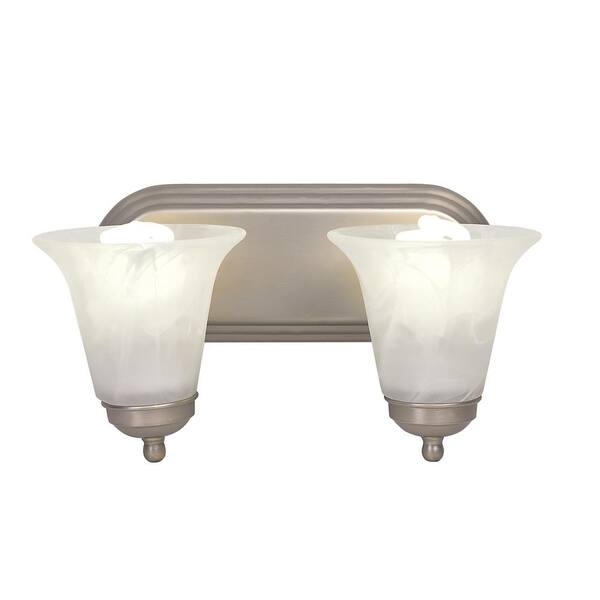 Bel Air Lighting Morgan 2-Light Brushed Nickel CFL Vanity Light with Marbleized Glass Shades