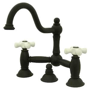 Restoration Bridge 8-in. Widespread 2-Handle Bathroom Faucet in Oil Rubbed Bronze