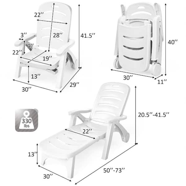2 Piece Plastic Outdoor Chaise Lounge Chair 5 Position Folding Recliner For Beach Poolside Backyard White Topb004718 Plastic Outdoor Chaise Lounge Chair, Resin Recliner Chair White