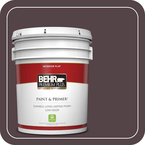 BEHR PREMIUM PLUS 5 gal. Home Decorators Collection #HDC-FL14-9 Black Raspberry Flat Low Odor Interior Paint & Primer