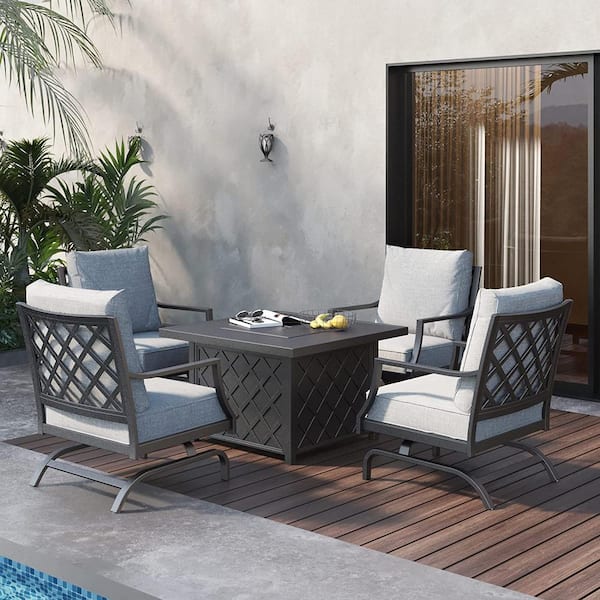 5 piece steel patio fire pit conversation