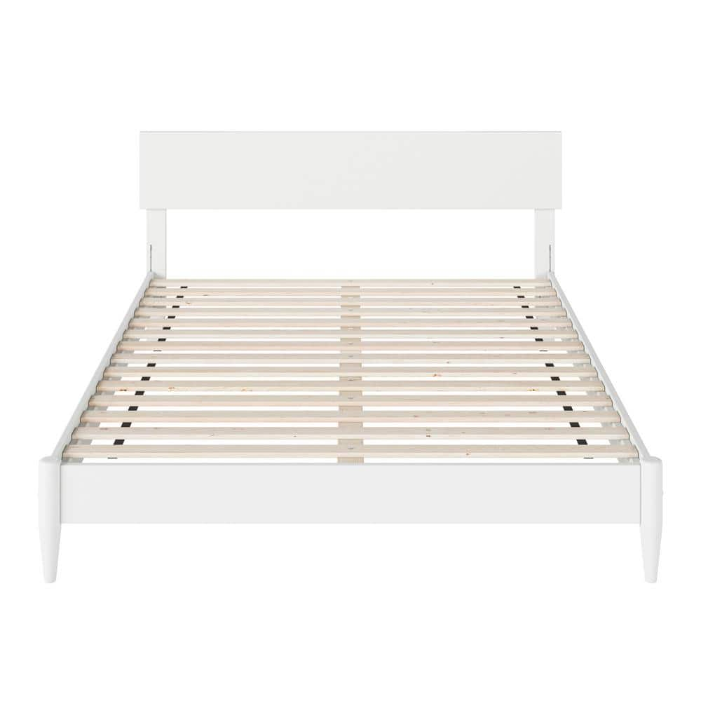 AFI Aria White Solid Wood Frame Queen Modern Low Profile Platform Bed ...