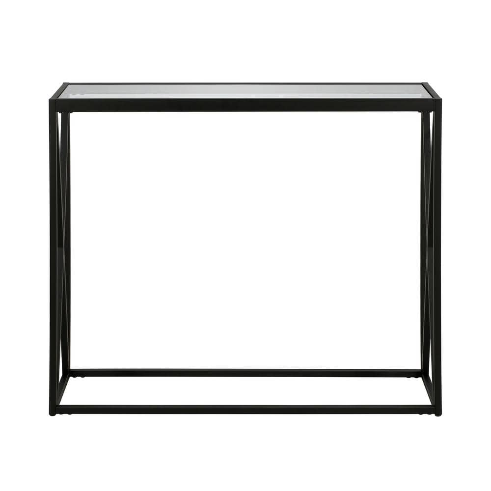 Arlo 30" Blackened Bronze Metal and Glass Console Table with Storage
