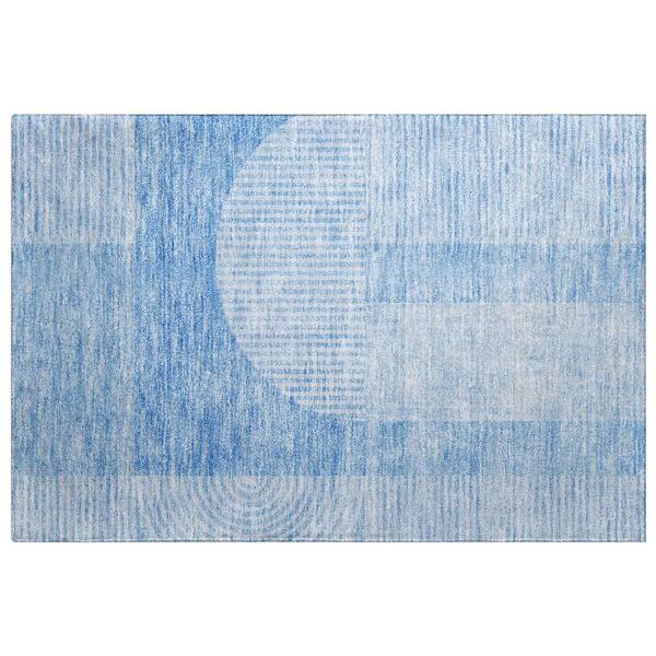 Dream Shag Premium Machine Washable Abstract ADS711 Blue 3 ft. x 4 ft. Area Rug