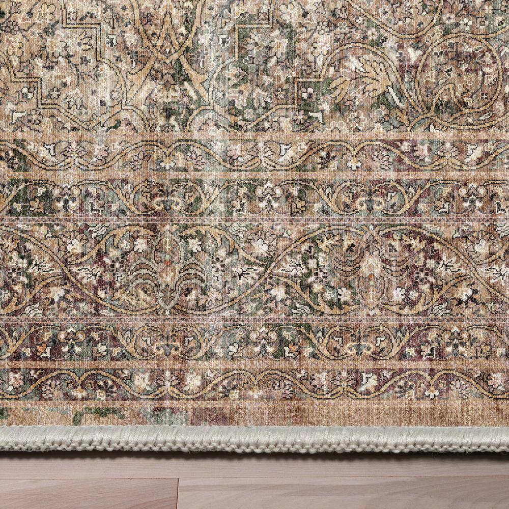 Asha Juliette Beige and Red Chenille Runner Rug