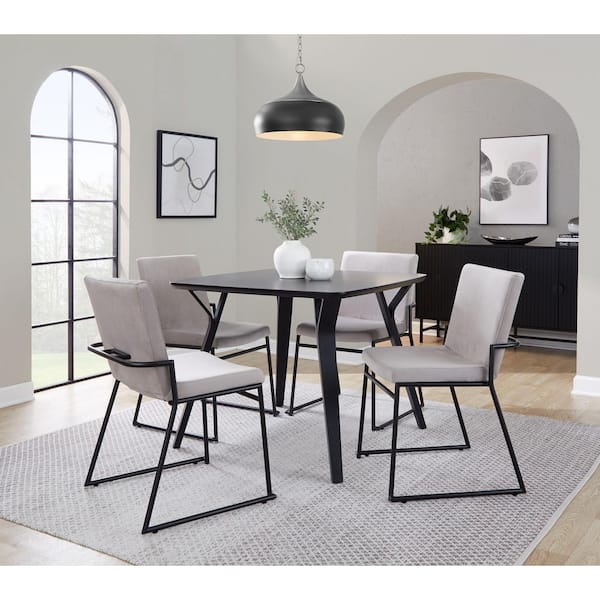 Lumisource Dutchess Black Metal and Silver Velvet Dining Chair (Set of 2)