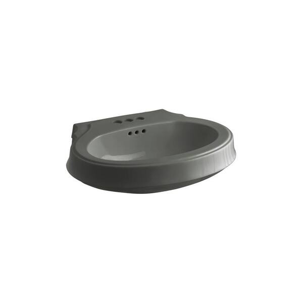 KOHLER Leighton 4-1/8 in. Pedestal Sink Basin in Thunder Grey-DISCONTINUED