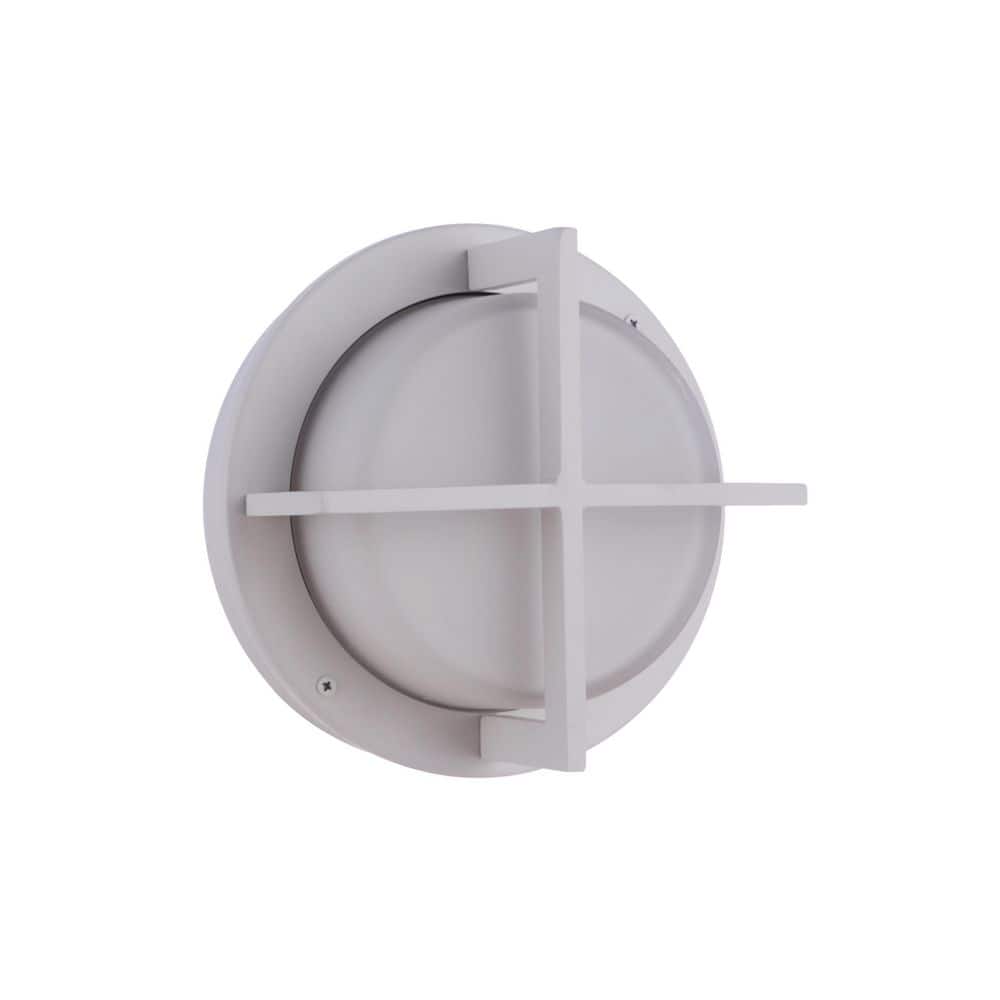 Bulkhead Round 10 in. Textured White Finish Hardwired Outdoor Bulkhead Light w/ White Frosted Glass Shade price history on PriceWatchPro