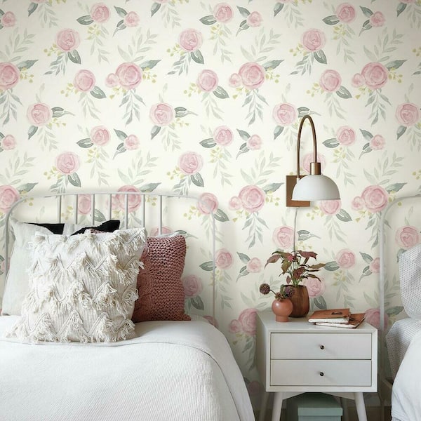 Watercolor Roses Spray and Stick Wallpaper