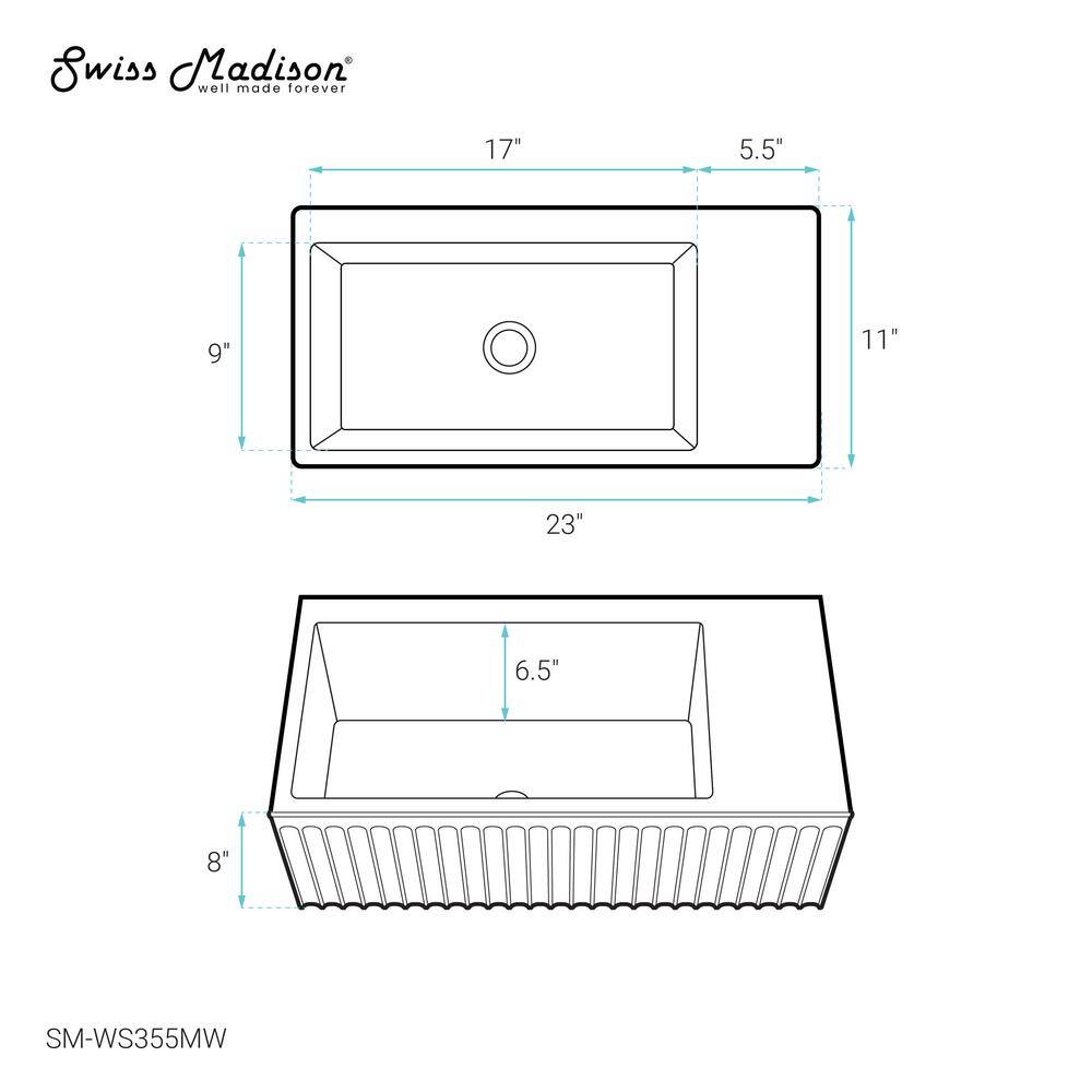 Delice 24" Matte White Ceramic Wall-Mount Bathroom Sink