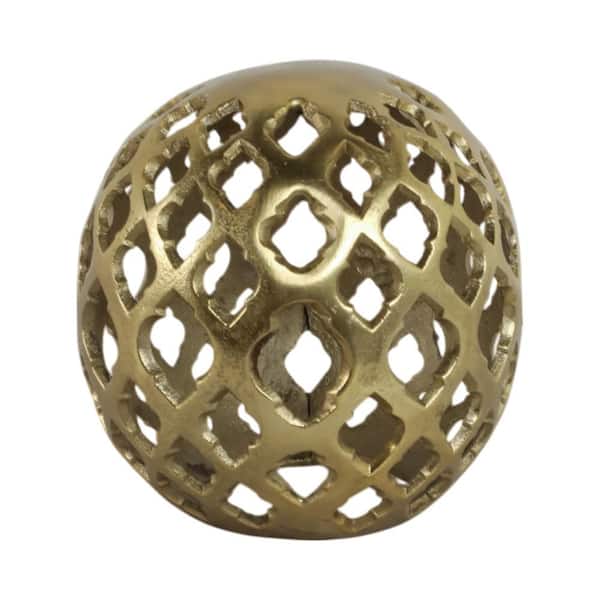 Liv & Skye Gold 8 in. x 8 in. Metal Contemporary Cut-Out Orb Sculpture
