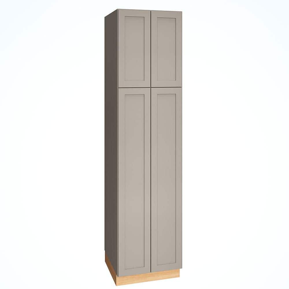 QuickShip Cottage 24 in. W x 24 in. D x 93 in. H Assembled Plywood Shaker 2-Door Pantry Kitchen Cabinet in Sterling