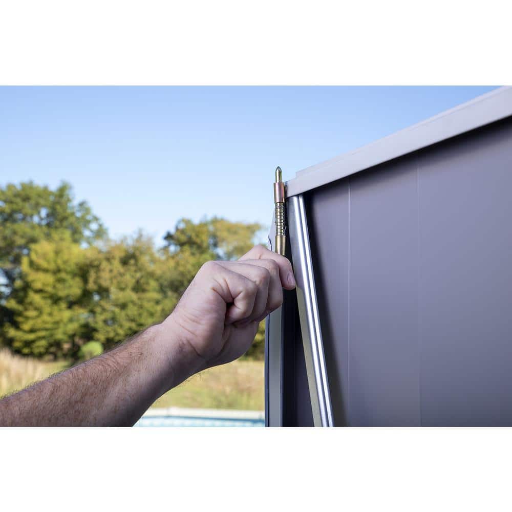 Flute Gray and Anthracite Steel Patio Shed with Swing Doors