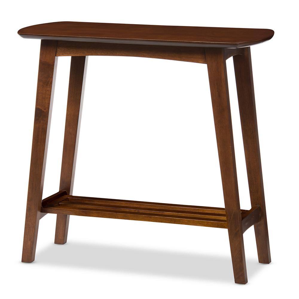 Sacramento Dark Walnut Mid-Century Console Table with Storage Shelf