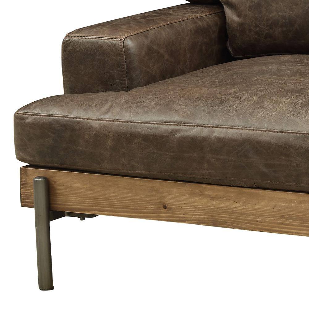 Silchester Distressed Chocolate Leather and Oak Accent Chair