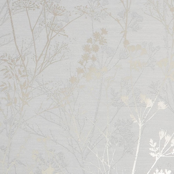 Hedgerow Grey and Pale Gold Removable Wallpaper Sample