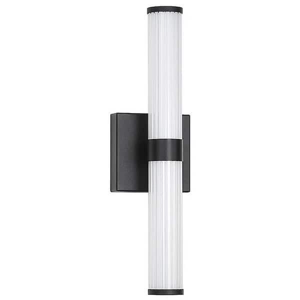 Unbranded 16.54 in. 2-Light Black Dimmable LED Vanity Light with Frosted Acrylic Shade, 28W3600K Warm Light