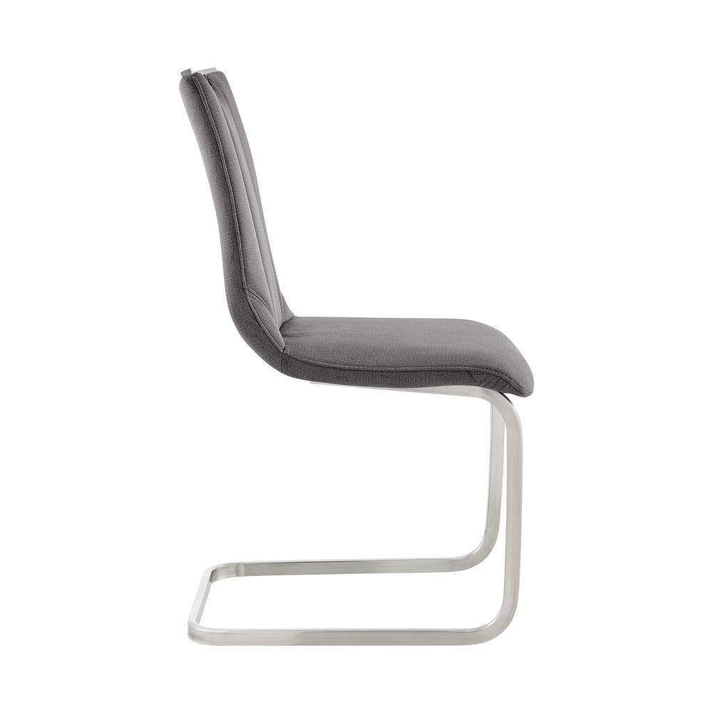 Gray Faux Leather Parsons Side Chair with Metal Frame