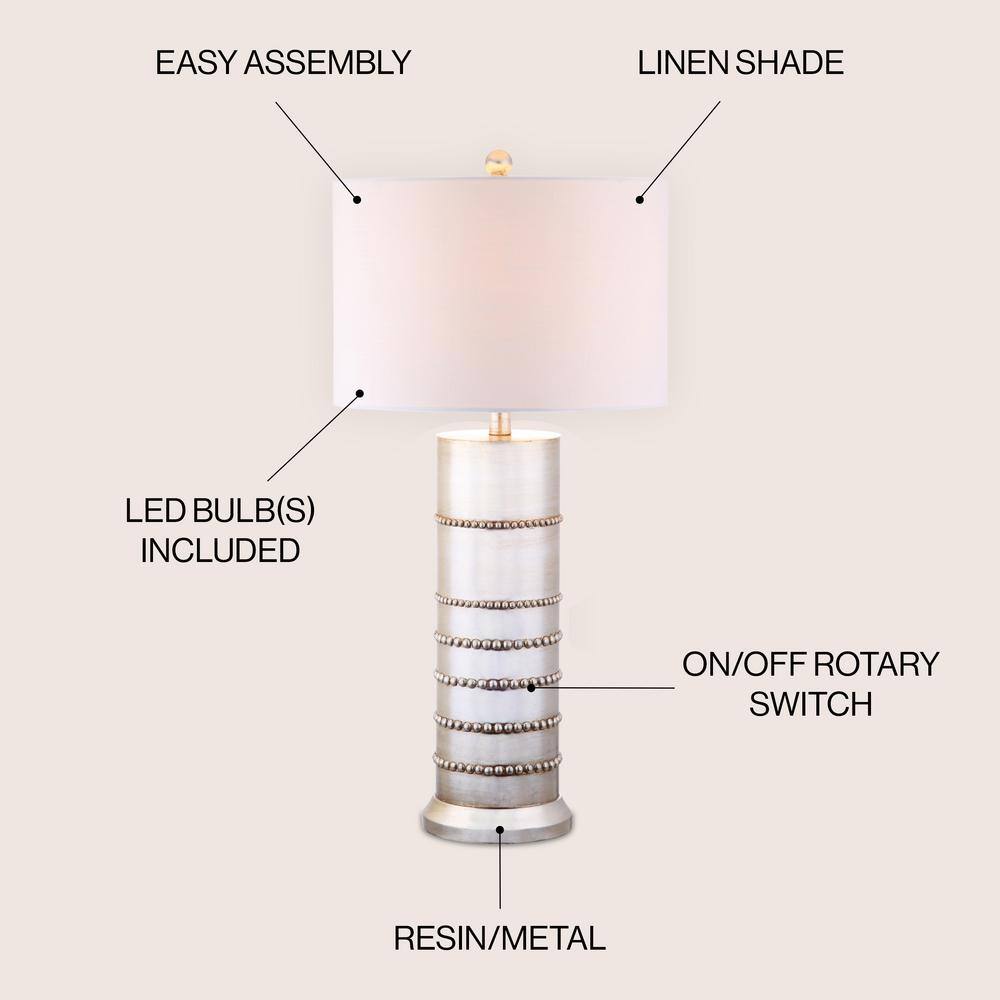 Evelyn 31" Silver Resin Table Lamp with Chrome Finish