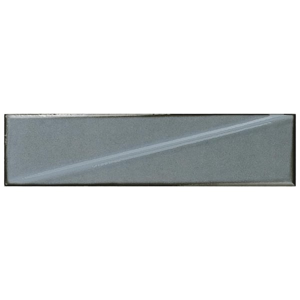 Ivy Hill Tile Rhythm Misty Gray 2.99 in. x 0.39 in. Glossy Ceramic Subway Wall Tile Sample