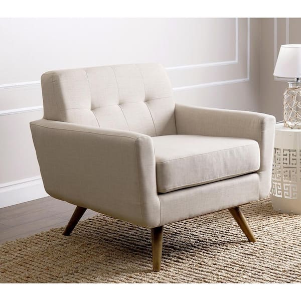 DEVON & CLAIRE Ivory Bradley Fabric Arm Chair