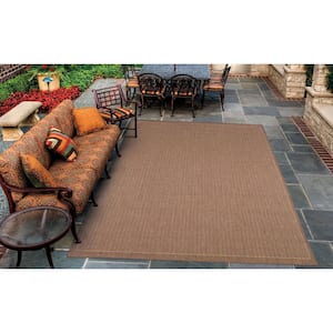 Recife Saddle Stitch Cocoa-Natural 2 ft. x 12 ft. Indoor/Outdoor Runner Rug