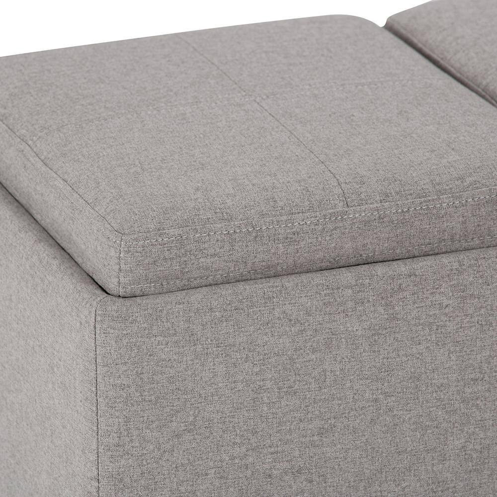 Avalon Cloud Grey Extra Large Storage Ottoman with Serving Trays