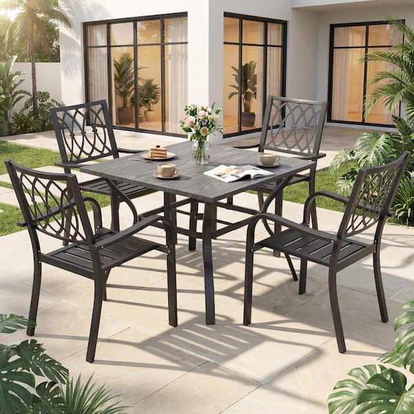 4 piece patio set with umbrella Outdoor - Patio Furniture Elevate your outdoor dining experience with the Folding Chairs and Dining Table Set Kozyard Butterfly 15' Outdoor Patio