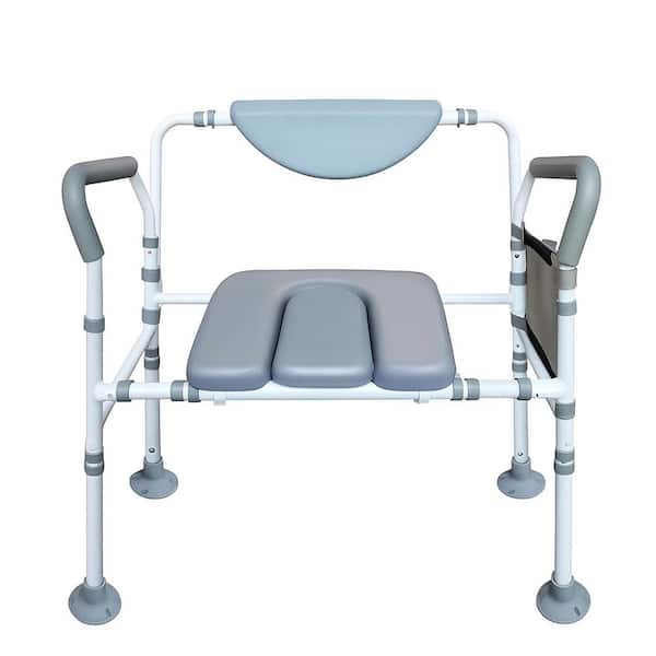 Raised Toilet Seat with Handles 18.27x23.54 in Adjustable Height Width Safety Riser for Seniors 500lbs White