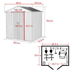 8 ft. W x 6 ft. D Outdoor Metal Storage Shed in Gray (48 sq. ft.)