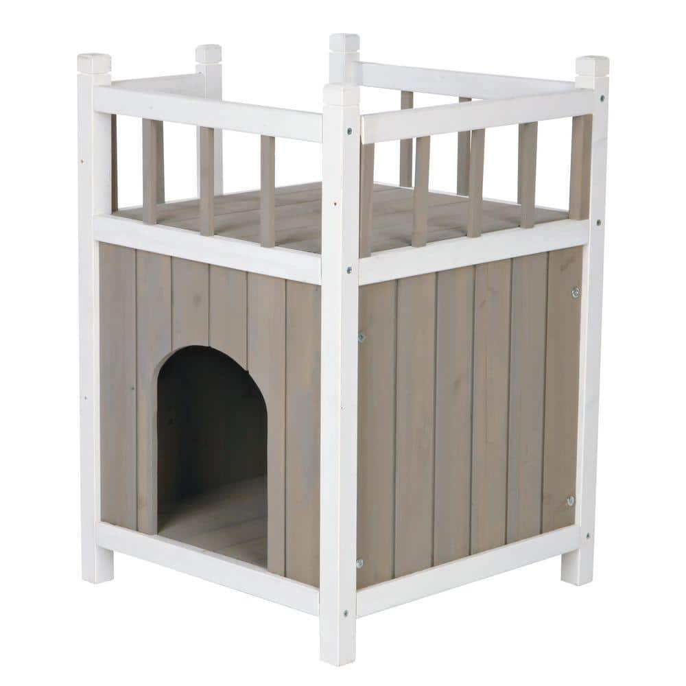Weatherproof Fir Wood Pet Home with Balcony