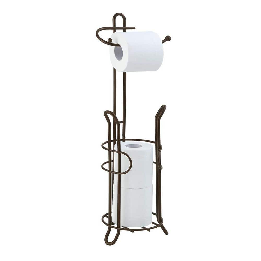 Oil Rubbed Bronze Freestanding Toilet Paper Holder with Storage