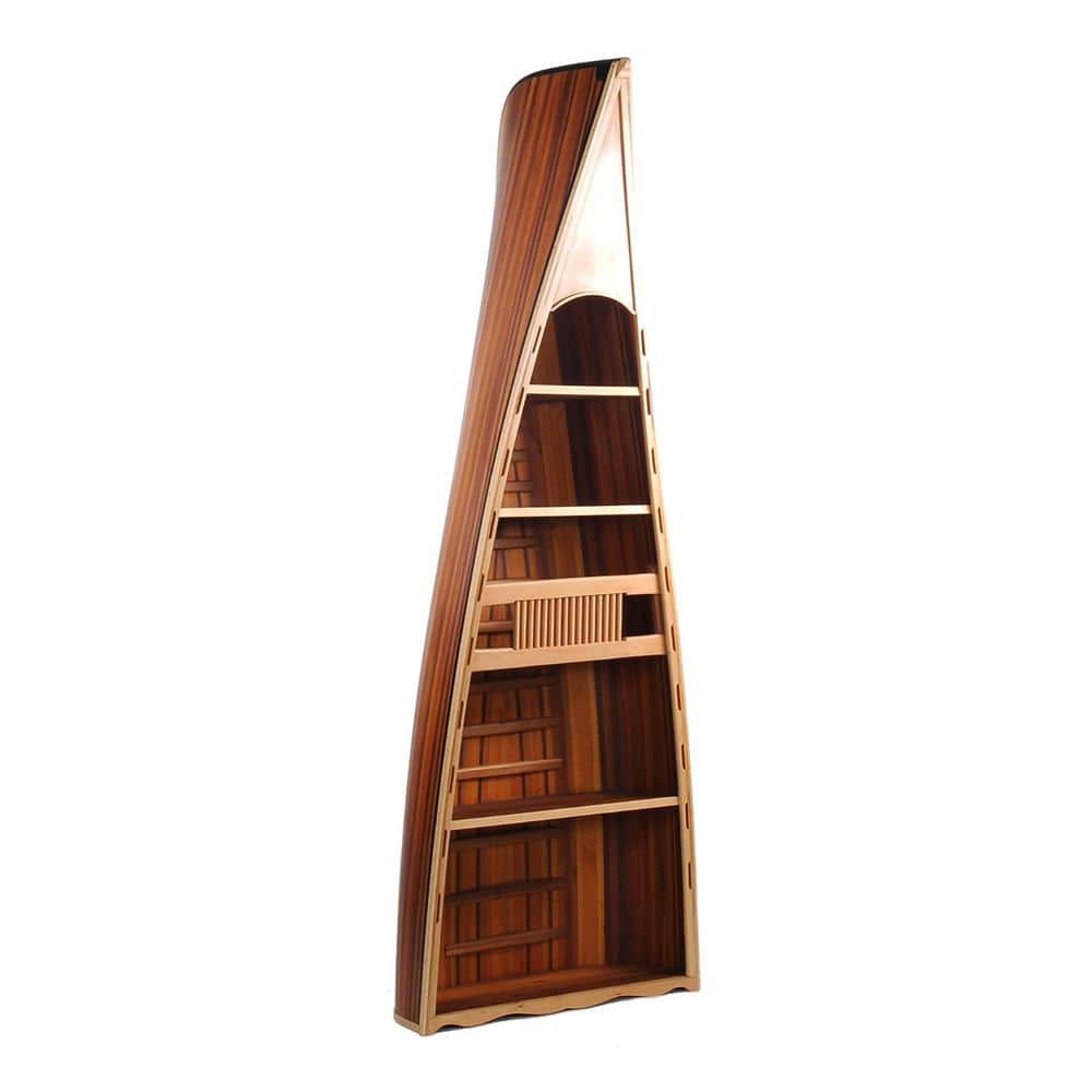 Cedarwood Canoe-Inspired 6-Tier Bookshelf in Rich Brown