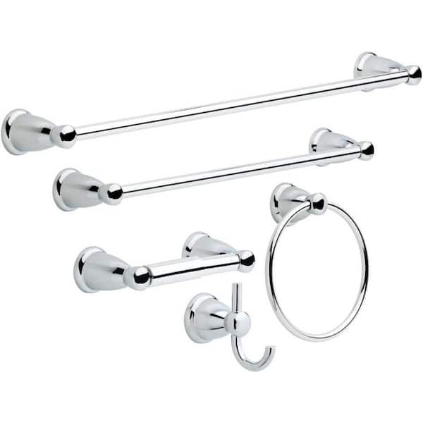 Dyiom 26 in. Wall Mounted, Towel Bar in Polished Chrome, 5-Piece
