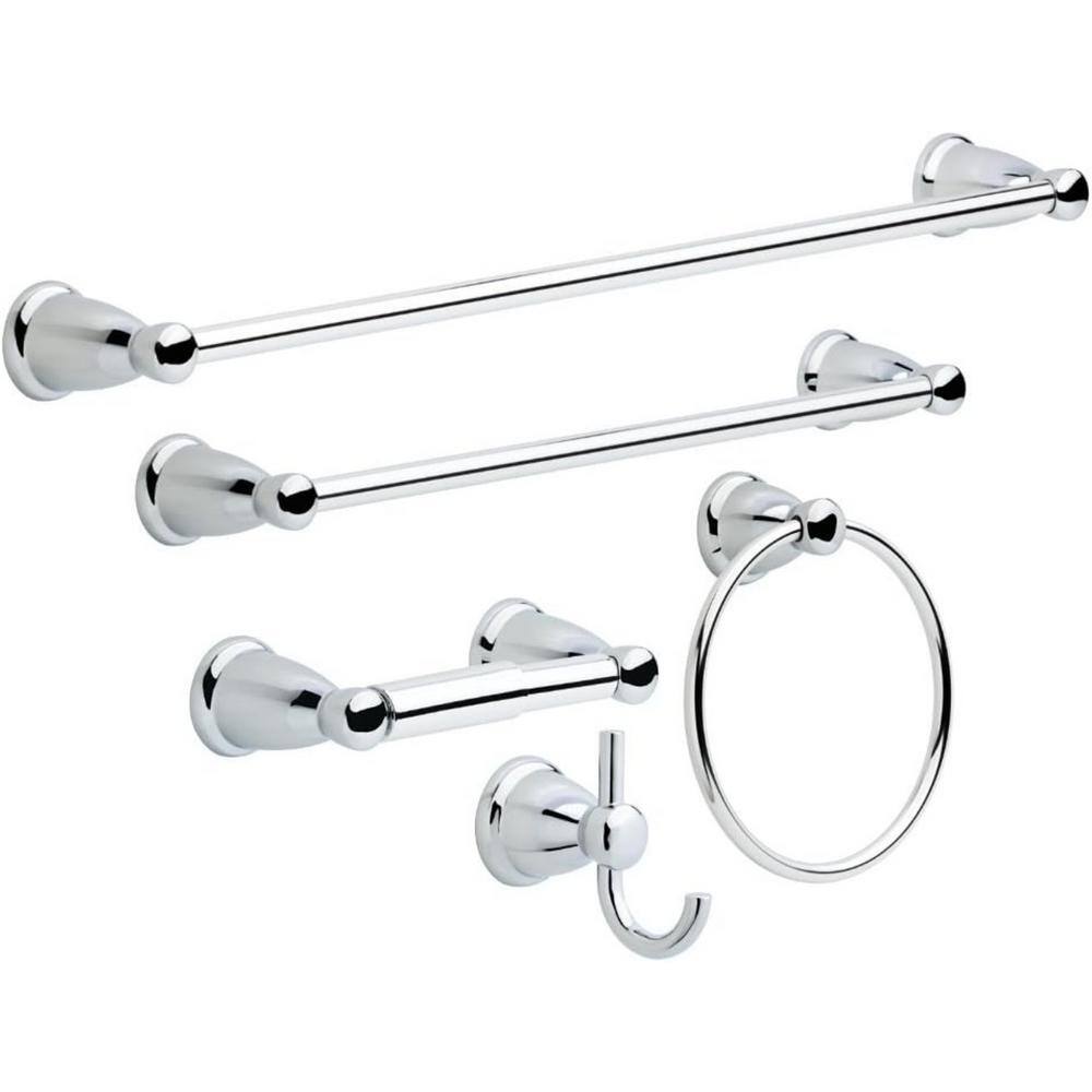 26 in. Wall Mounted, Towel Bar in Polished Chrome, 5-Piece