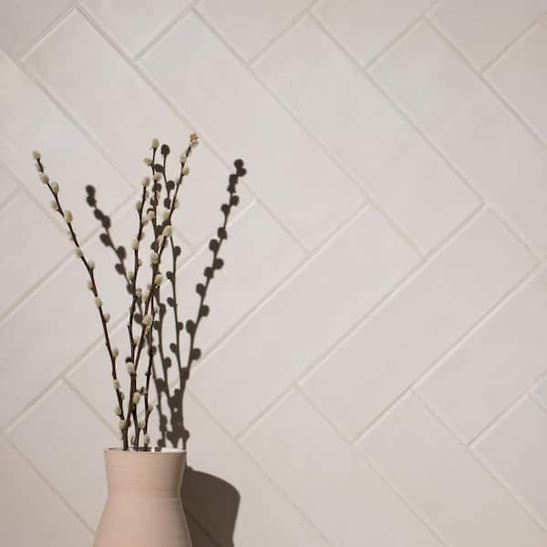 CRUZ BAY STUDIO Bedouin 3.5 in. x 12 in. Off White Matte Ceramic Subway Wall Tile (9.9 sq. ft/case)