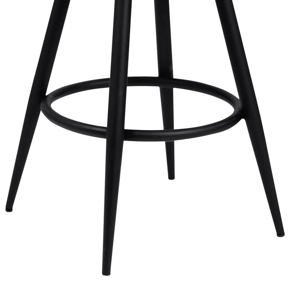 Amador 26" Vintage Coffee Faux Leather Swivel Barstool with Black Metal Frame